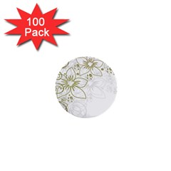 Flowers Background Leaf Leaves 1  Mini Buttons (100 Pack)  by Mariart