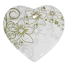 Flowers Background Leaf Leaves Heart Ornament (two Sides) by Mariart