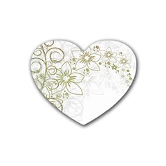 Flowers Background Leaf Leaves Rubber Coaster (heart)  by Mariart