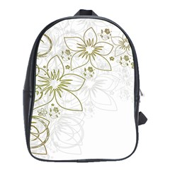 Flowers Background Leaf Leaves School Bag (large) by Mariart