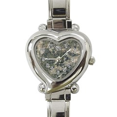 Grunge Camo Print Design Heart Italian Charm Watch by dflcprintsclothing