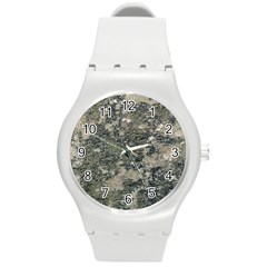 Grunge Camo Print Design Round Plastic Sport Watch (m)