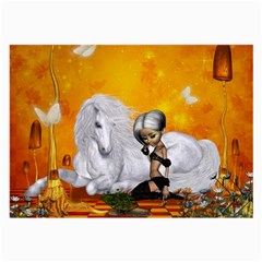 Wonderful Unicorn With Fairy Large Glasses Cloth (2-side) by FantasyWorld7