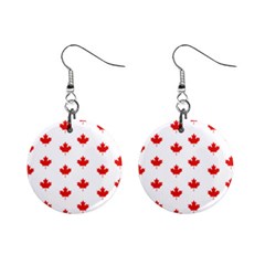 Maple Leaf Canada Emblem Country Mini Button Earrings