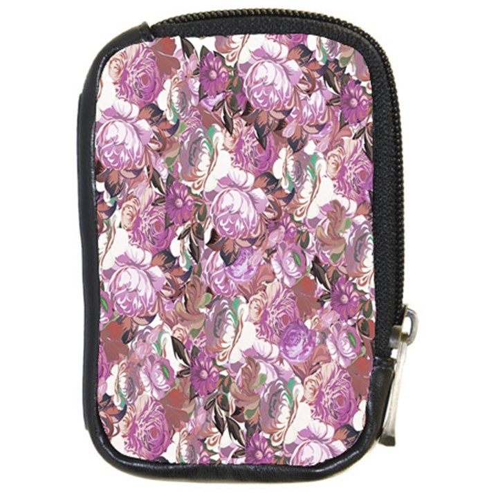 Romantic Pink Flowers Compact Camera Leather Case
