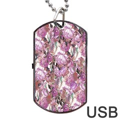 Romantic Pink Flowers Dog Tag Usb Flash (two Sides) by retrotoomoderndesigns
