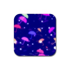 Umbrella Bokeh Background Scrapbook Rubber Coaster (square)  by Alisyart