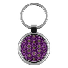 Ornate Heavy Metal Stars In Decorative Bloom Key Chains (round)  by pepitasart