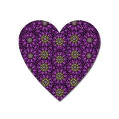 Ornate Heavy Metal Stars In Decorative Bloom Heart Magnet by pepitasart