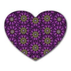 Ornate Heavy Metal Stars In Decorative Bloom Heart Mousepads by pepitasart