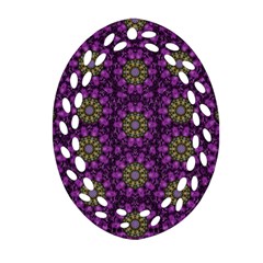 Ornate Heavy Metal Stars In Decorative Bloom Oval Filigree Ornament (two Sides) by pepitasart