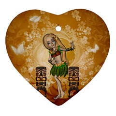 Cute Littel Island Girl Ornament (heart) by FantasyWorld7