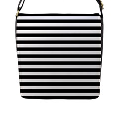 Black Stripes Flap Closure Messenger Bag (l)
