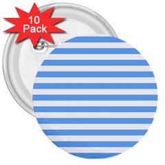 Blue Stripes 3  Buttons (10 Pack)  by snowwhitegirl