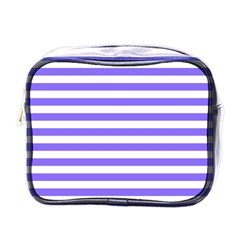 Lilac Purple Stripes Mini Toiletries Bag (one Side) by snowwhitegirl