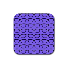 Nerdy Glasses Purple Rubber Coaster (square)  by snowwhitegirl