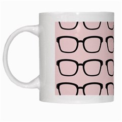 Nerdy Glasses Pink White Mugs by snowwhitegirl