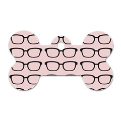 Nerdy Glasses Pink Dog Tag Bone (one Side) by snowwhitegirl