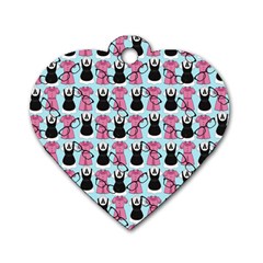 Waitress Uniform Dresses Nerdy Glasses Pattern Blue Dog Tag Heart (one Side)