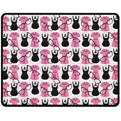 Waitress Uniform Dresses Nerdy Glasses Pattern Pink Fleece Blanket (medium) 