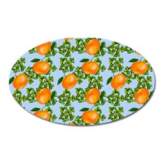 Citrus Tropical Orange Blue Oval Magnet by snowwhitegirl