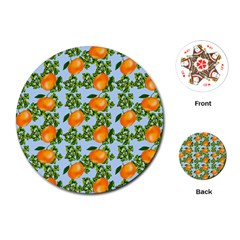 Citrus Tropical Orange Blue Playing Cards (round)