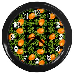 Citrus Tropical Orange Black Wall Clock (black)