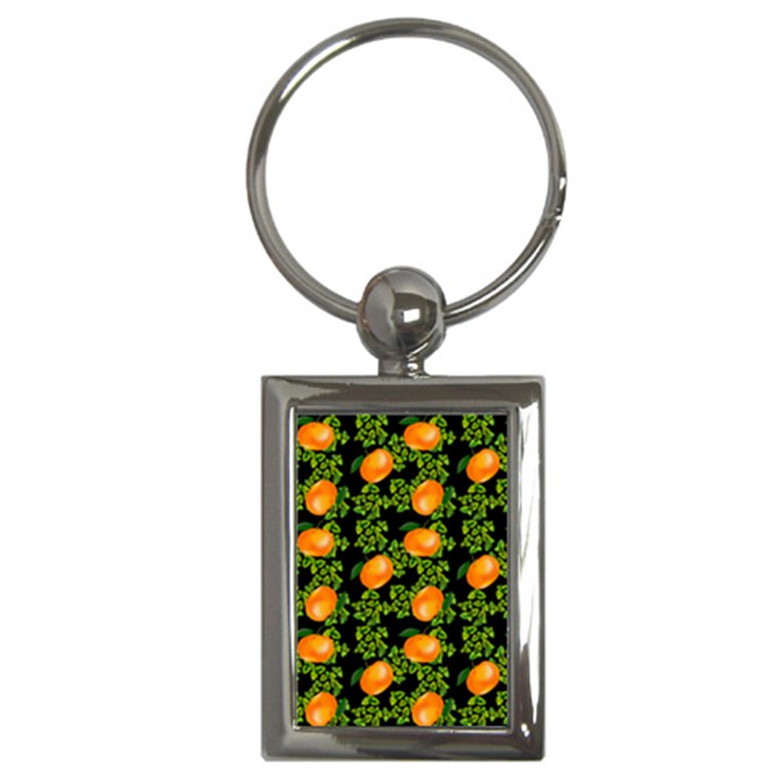 Citrus Tropical Orange Black Key Chains (Rectangle) 