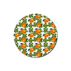 Citrus Tropical Orange White Rubber Round Coaster (4 Pack)  by snowwhitegirl