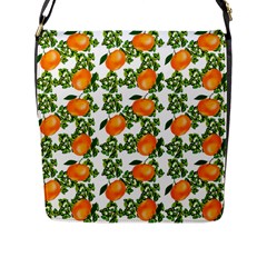 Citrus Tropical Orange White Flap Closure Messenger Bag (l)