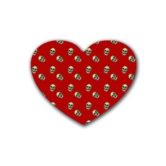 Skull Red Pattern Heart Coaster (4 Pack) 