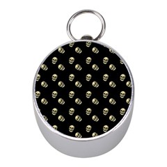 Skull Black Pattern Mini Silver Compasses