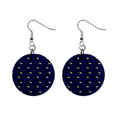 Eyes Blue Plaid Mini Button Earrings