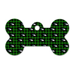 Eyes Green Plaid Dog Tag Bone (one Side)