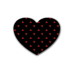 Candy Apple Black Pattern Heart Coaster (4 Pack) 