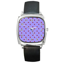 Candy Apple Lilac Pattern Square Metal Watch by snowwhitegirl