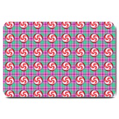 Peppermint Candy Pink Plaid Large Doormat 