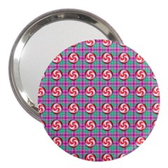 Peppermint Candy Pink Plaid 3  Handbag Mirrors by snowwhitegirl