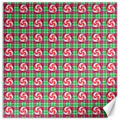 Peppermint Candy Green Plaid Canvas 16  X 16 