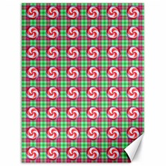 Peppermint Candy Green Plaid Canvas 18  X 24  by snowwhitegirl