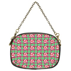 Peppermint Candy Green Plaid Chain Purse (two Sides)