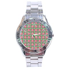 Peppermint Candy Green Plaid Stainless Steel Analogue Watch by snowwhitegirl