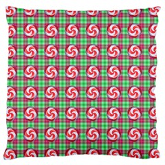 Peppermint Candy Green Plaid Large Cushion Case (one Side) by snowwhitegirl