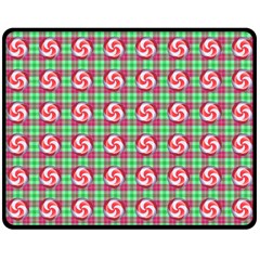 Peppermint Candy Green Plaid Double Sided Fleece Blanket (medium) 