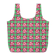 Peppermint Candy Green Plaid Full Print Recycle Bag (l) by snowwhitegirl