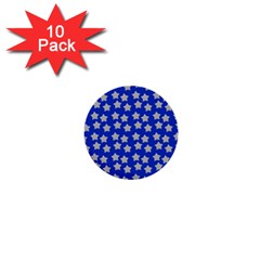 Silver Stars Royal Blue 1  Mini Buttons (10 Pack) 