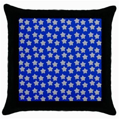 Silver Stars Royal Blue Throw Pillow Case (black) by snowwhitegirl