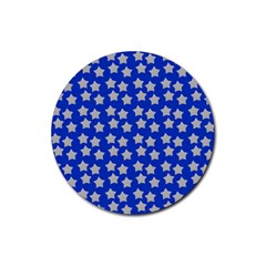 Silver Stars Royal Blue Rubber Coaster (round) 