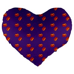 Kawaii Pumpkin Purple Large 19  Premium Flano Heart Shape Cushions