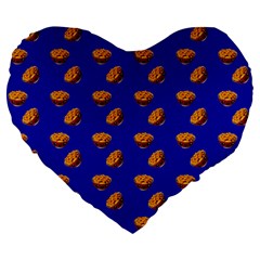 Kawaii Chips Blue Large 19  Premium Heart Shape Cushions